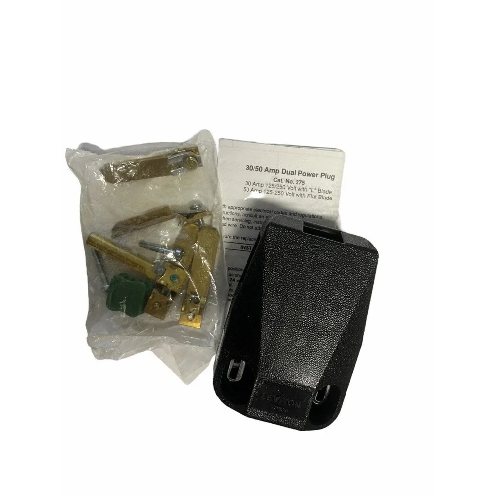 Leviton‎ 275-T 30/50A, 125/250V, Dual Power Vinyl Grounding Black Angle Plug